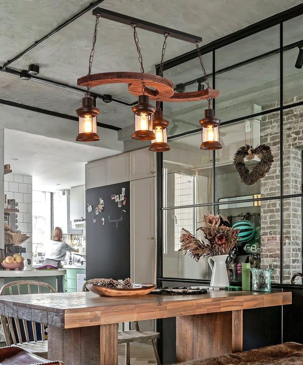 retro boat wood chandelier