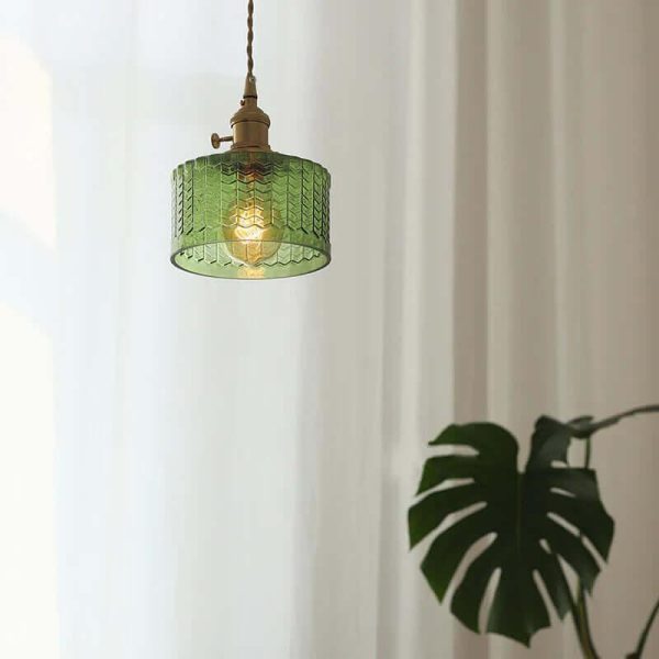 retro cylinder glass pendant light