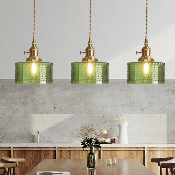 retro cylinder glass pendant light