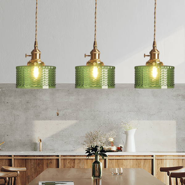 retro cylinder glass pendant light