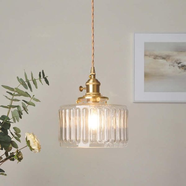 retro cylinder glass pendant light
