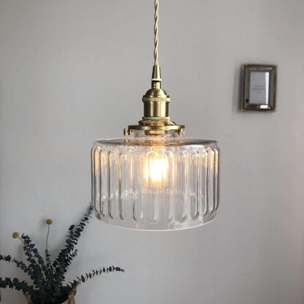 retro cylinder glass pendant light