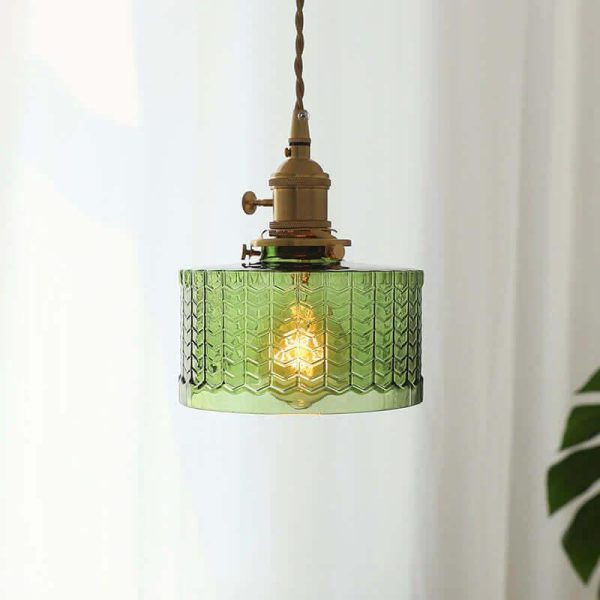 retro cylinder glass pendant light