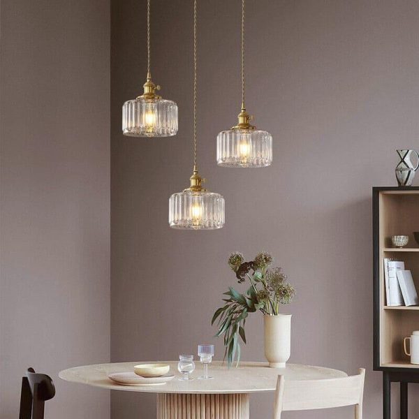 retro cylinder glass pendant light