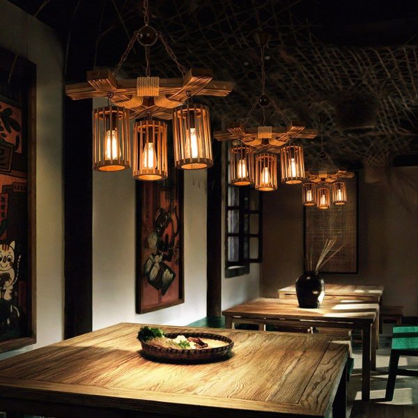 retro solid wood chandelier
