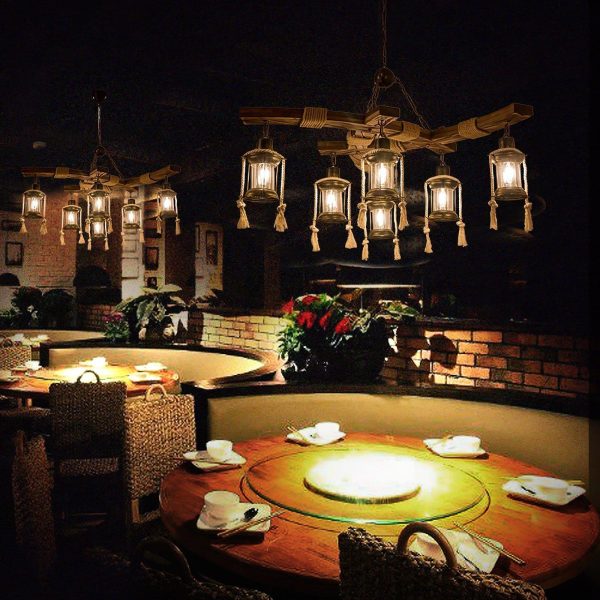 retro solid wood chandelier