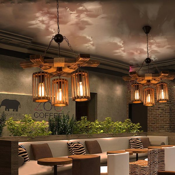 retro solid wood chandelier
