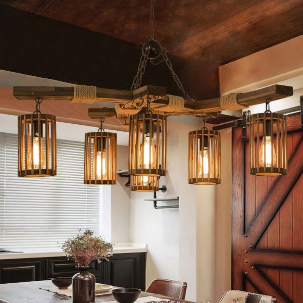 retro solid wood chandelier