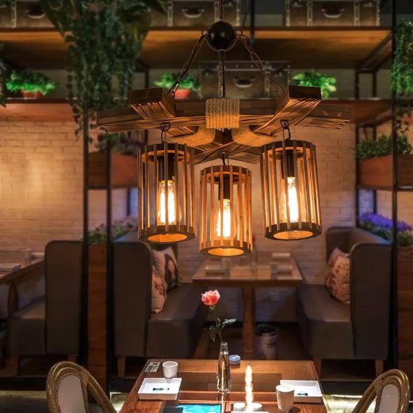 retro solid wood chandelier