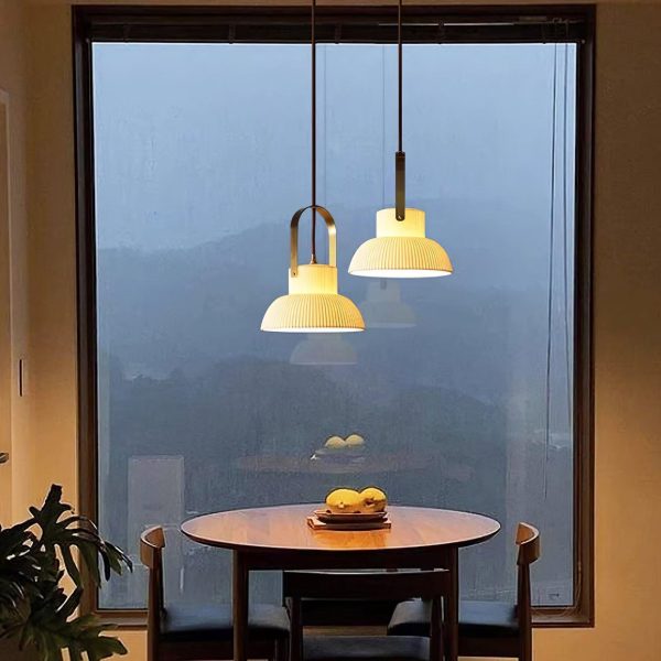 ribbed ceramic pendant lamp