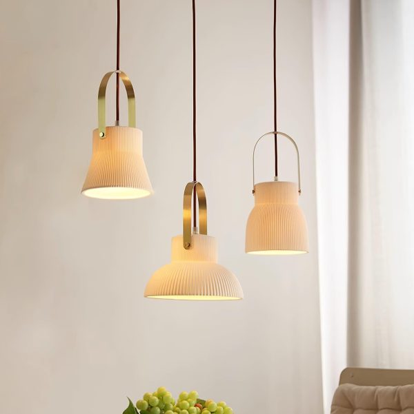 ribbed ceramic pendant lamp