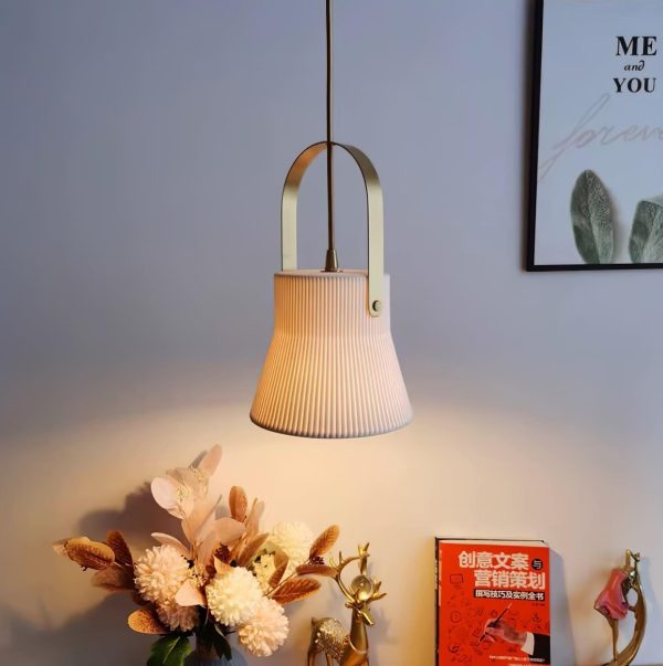 ribbed ceramic pendant lamp