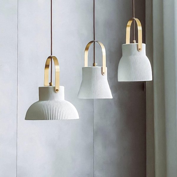 ribbed ceramic pendant lamp
