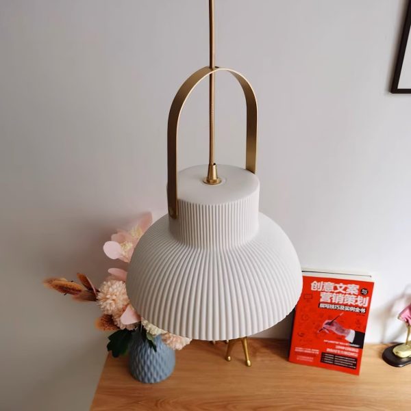 ribbed ceramic pendant lamp