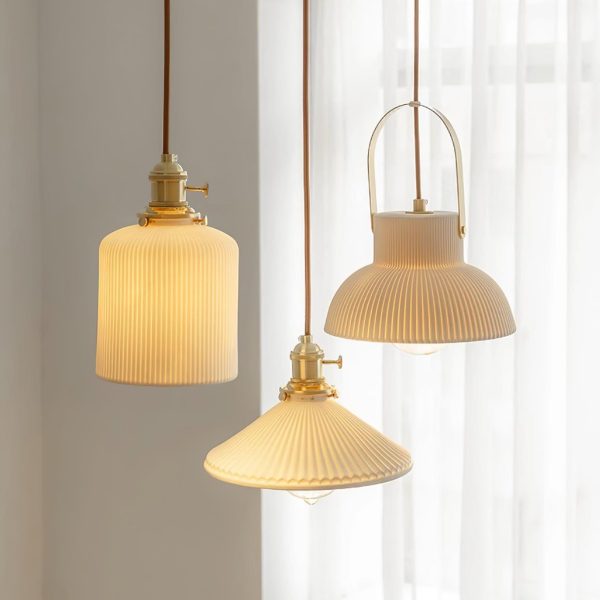 ribbed ceramic pendant lamp