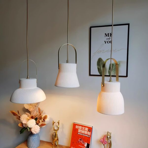 ribbed ceramic pendant lamp