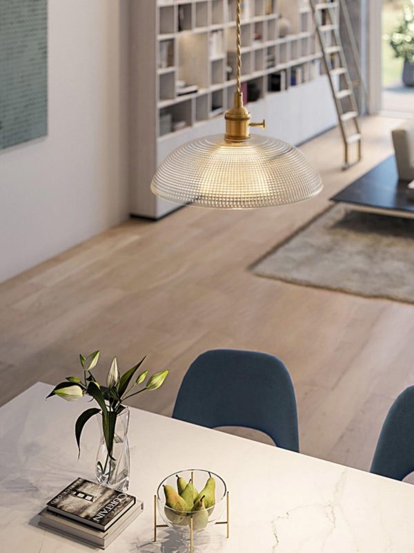 ribbed spiral pendant light