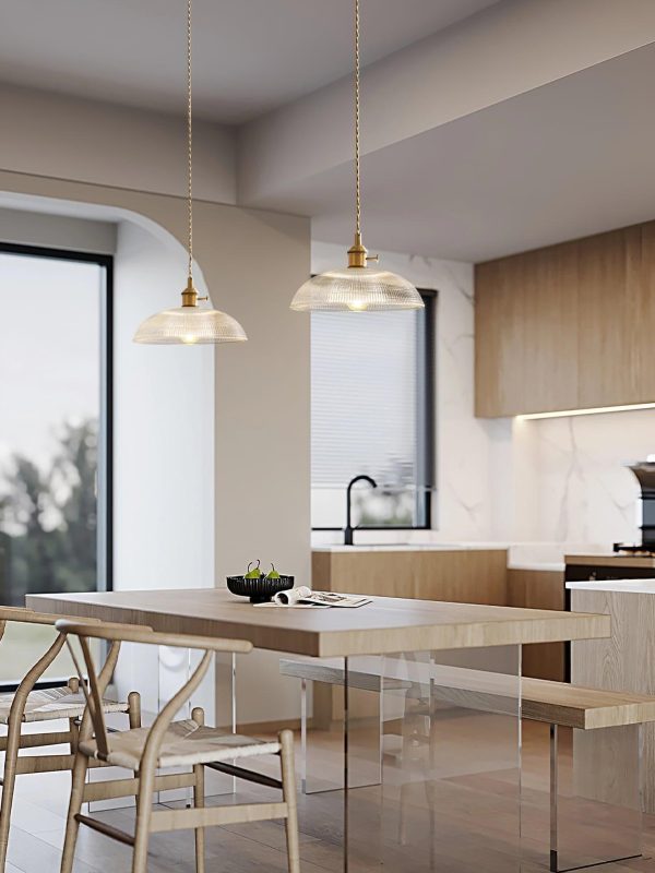 ribbed spiral pendant light