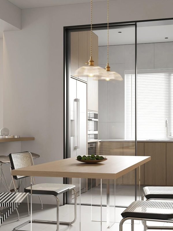 ribbed spiral pendant light