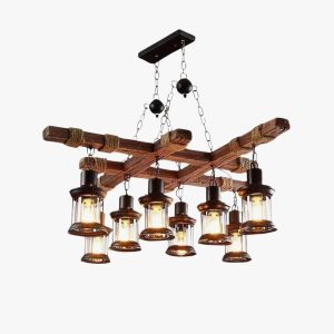 vintage wood glass chandelier