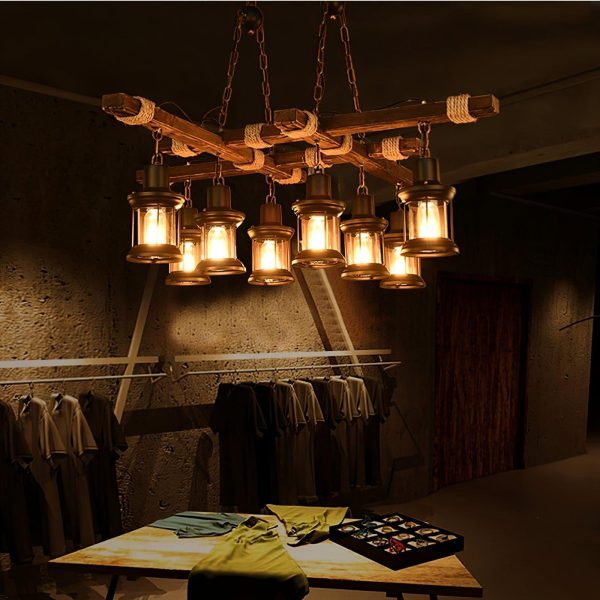 vintage wood glass chandelier