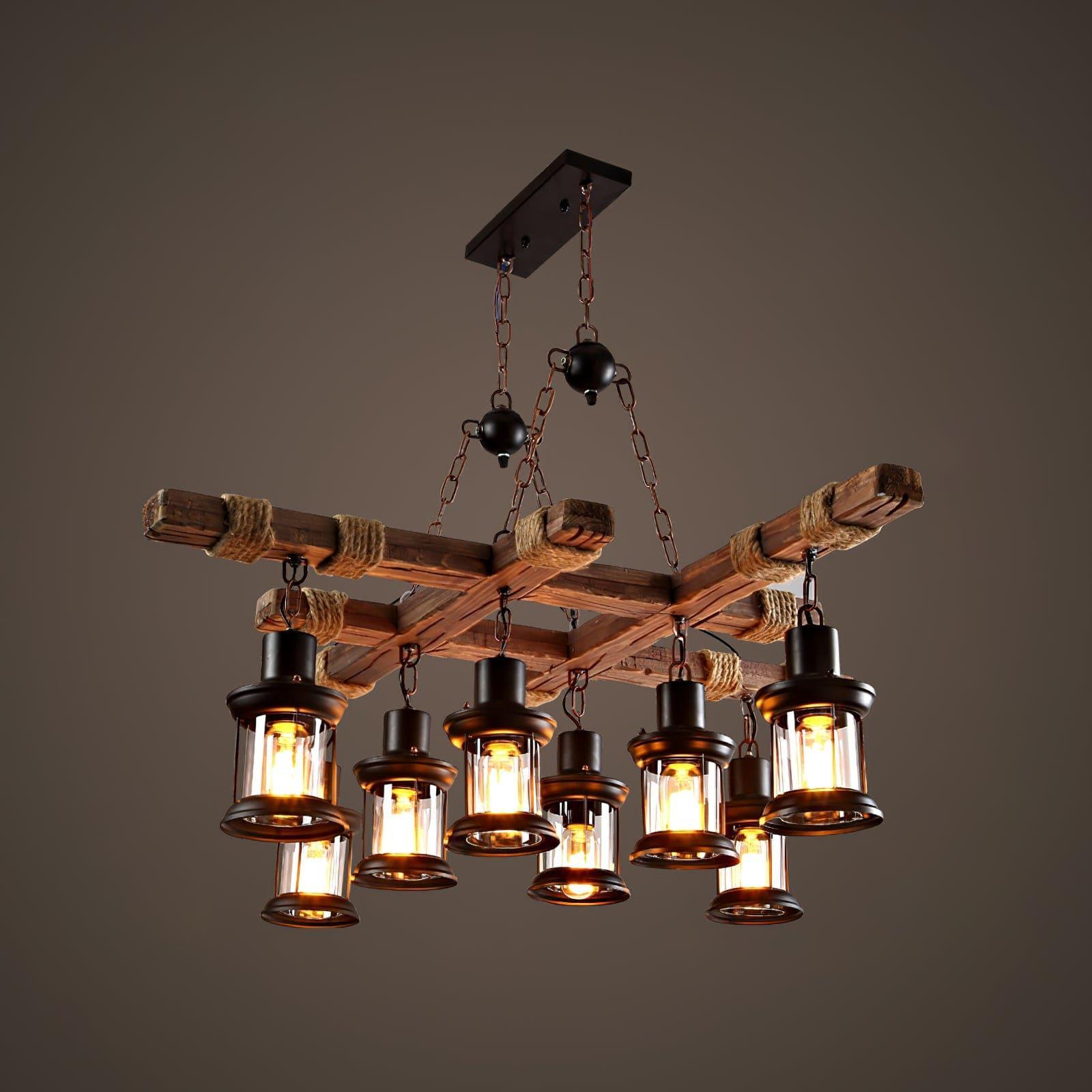 vintage wood glass chandelier
