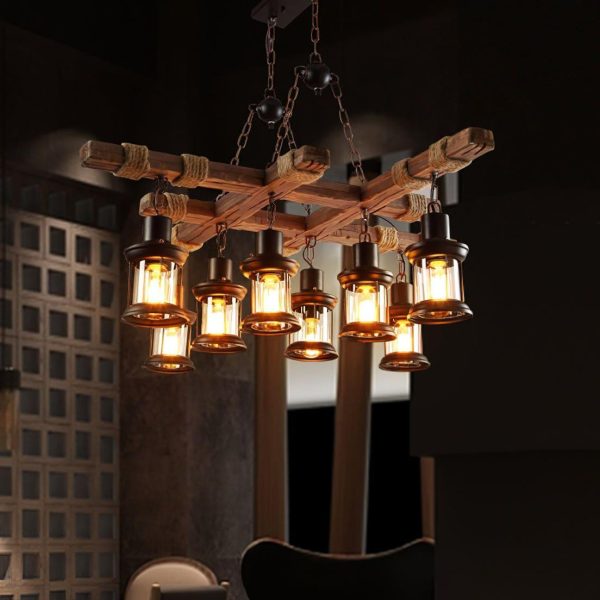 vintage wood glass chandelier