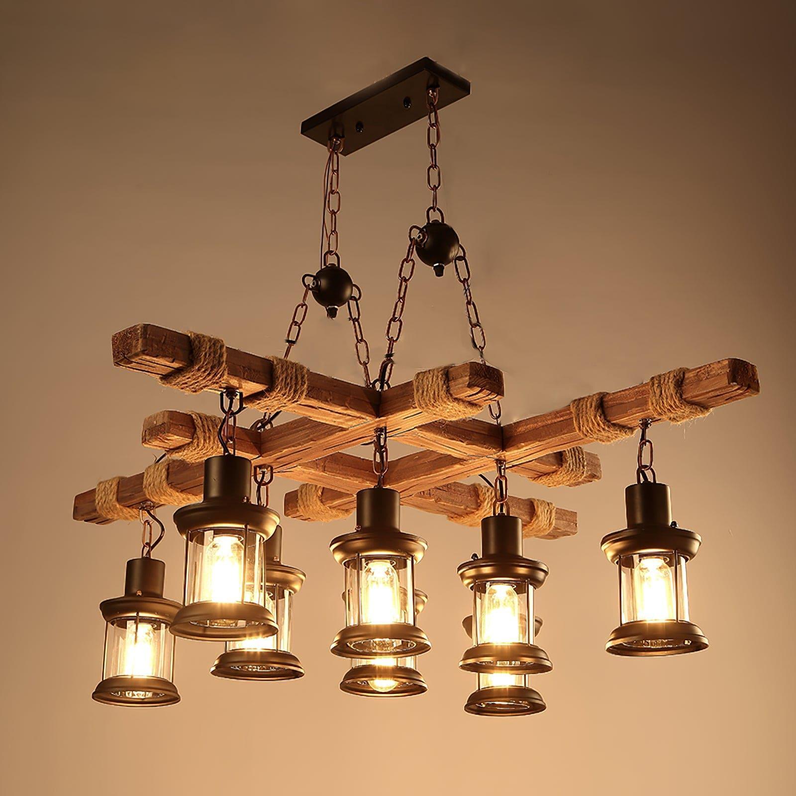 vintage wood glass chandelier
