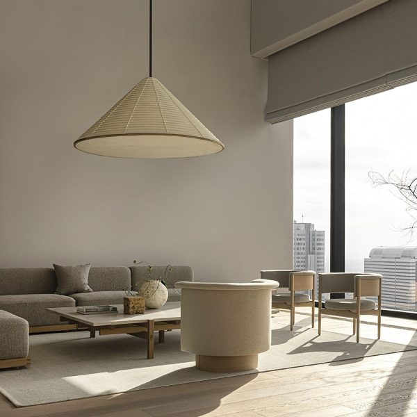 washi paper hat pendant lamp