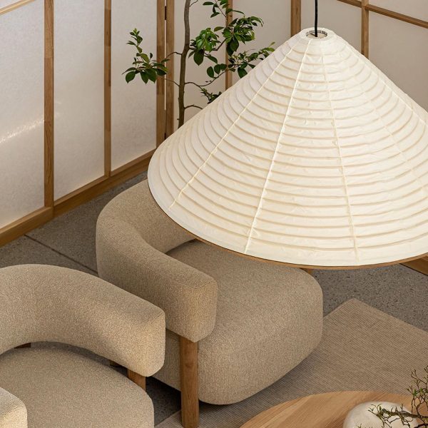 washi paper hat pendant lamp