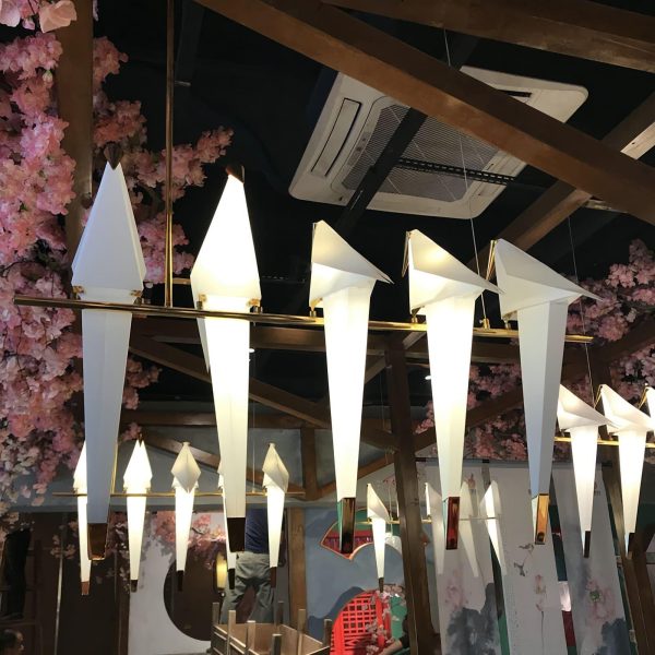 paper crane chandelier