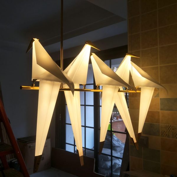 paper crane chandelier
