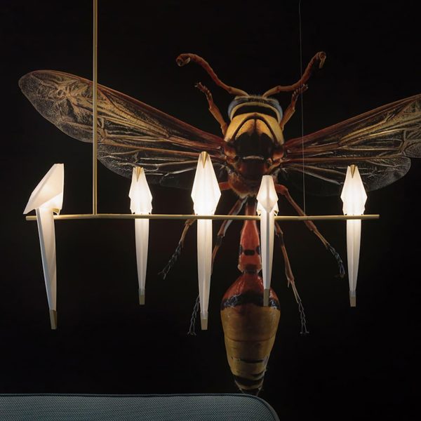 paper crane chandelier