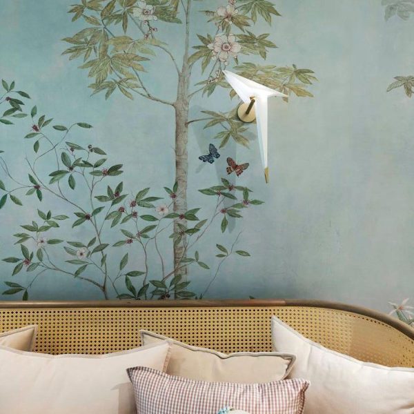 white paper crane wall lamp