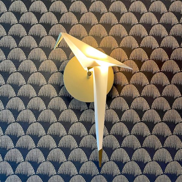 white paper crane wall lamp