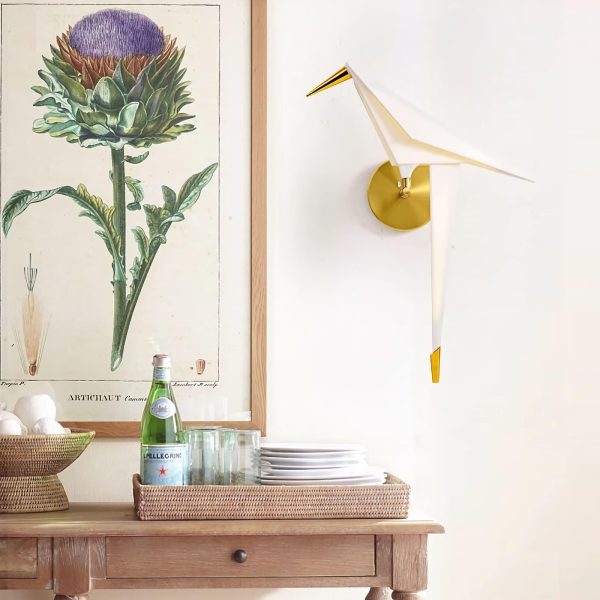 white paper crane wall lamp