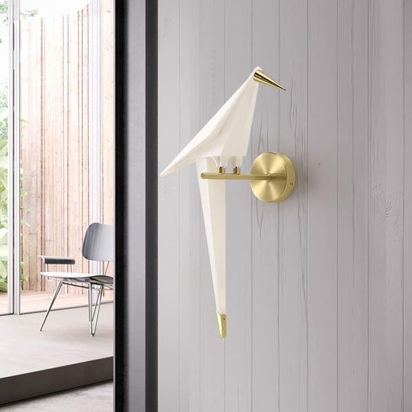 white paper crane wall lamp
