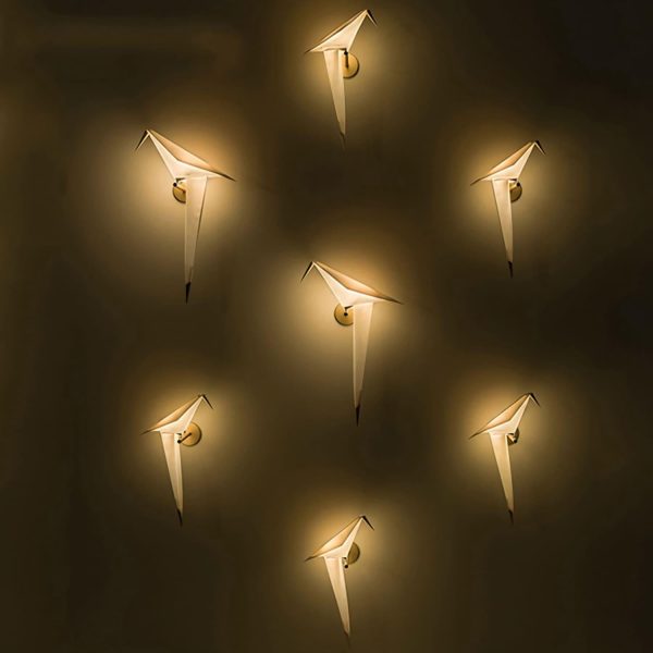 white paper crane wall lamp