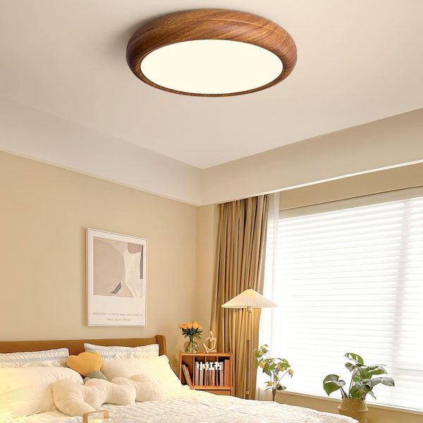 wood grain round ceiling lamp