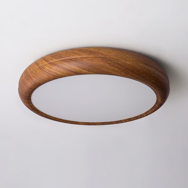 wood grain round ceiling lamp