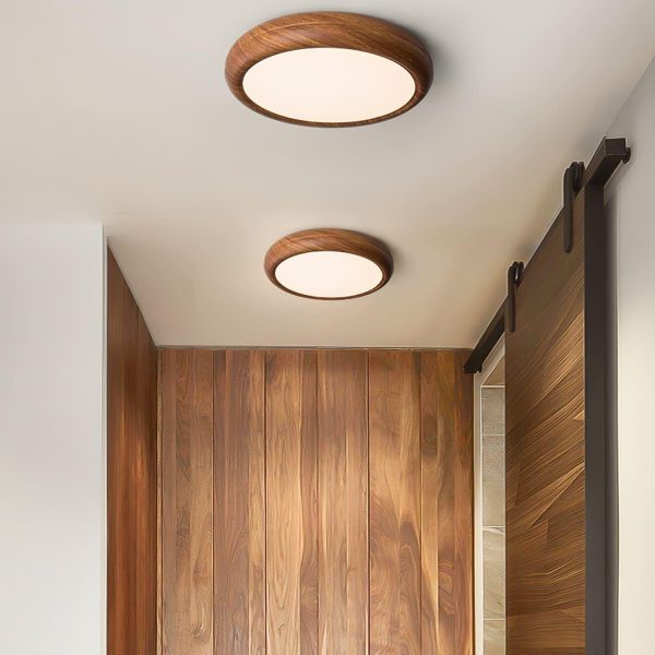 wood grain round ceiling lamp