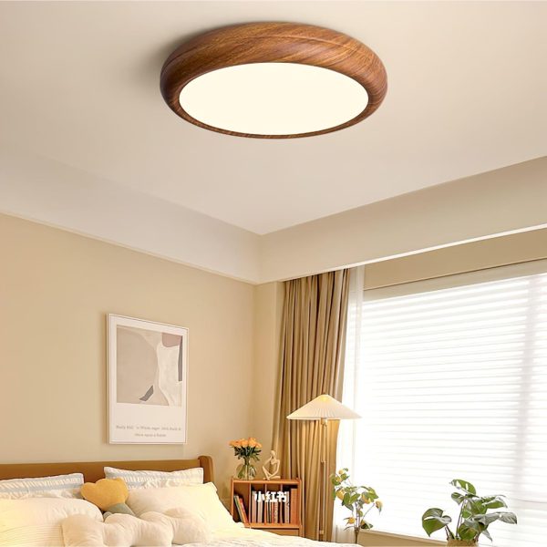 wood grain round ceiling lamp