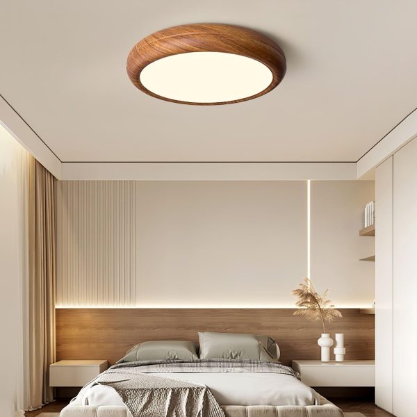 wood grain round ceiling lamp