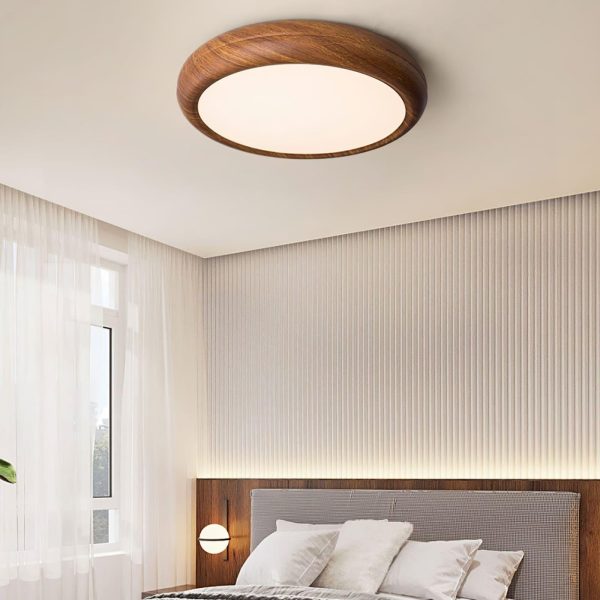 wood grain round ceiling lamp