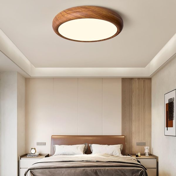 wood grain round ceiling lamp