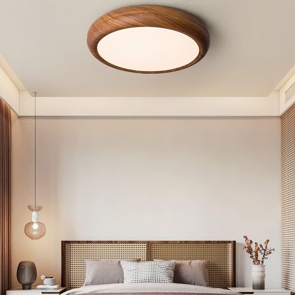 wood grain round ceiling lamp