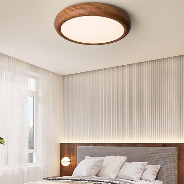 wood grain round ceiling lamp
