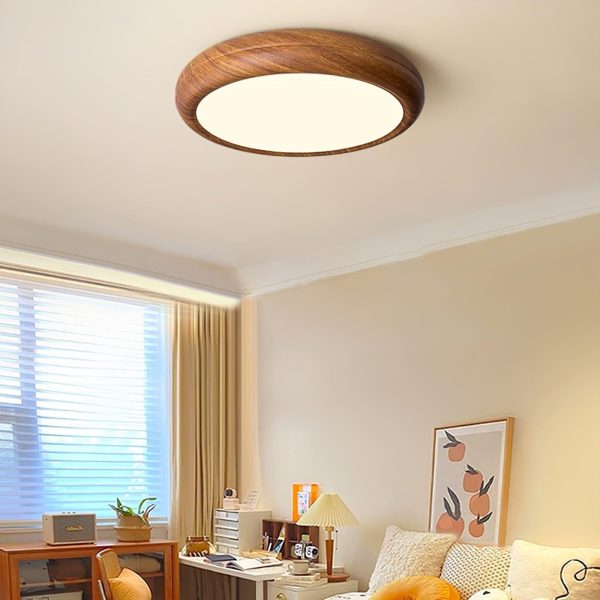 wood grain round ceiling lamp