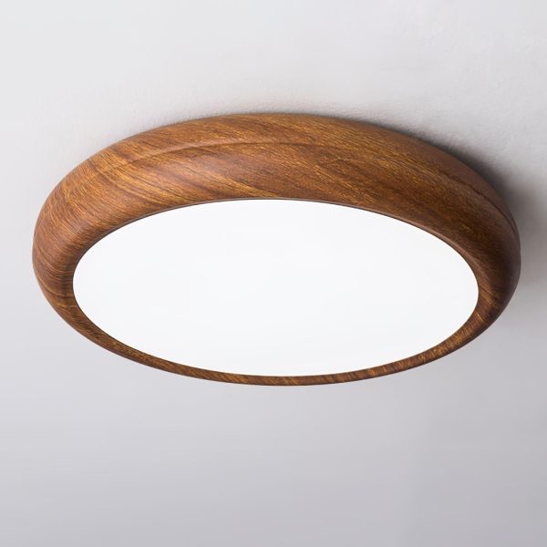 wood grain round ceiling lamp