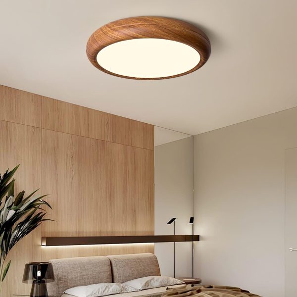 wood grain round ceiling lamp